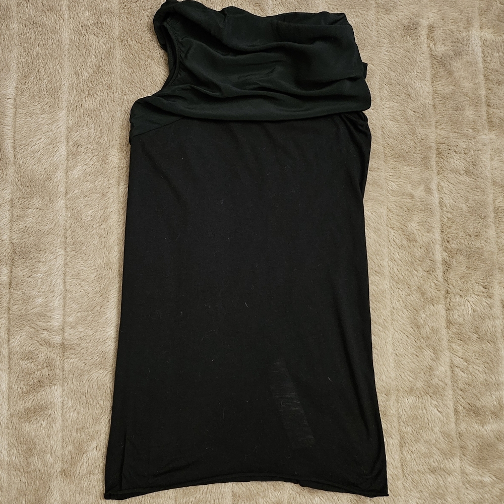 Rick Owens Lilies silk accented, one shoulder draped top